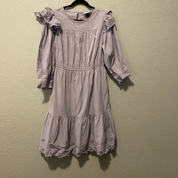 Universal Thread Lilac Ruffle Long Sleeve Ruffle Dress Size Medium - Picture 2 of 8